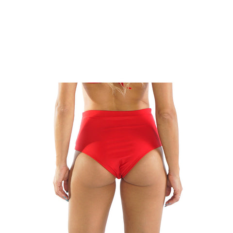 RED HIPSTER HIGH WAIST BIKINI BOTTOM - Bikinis Market