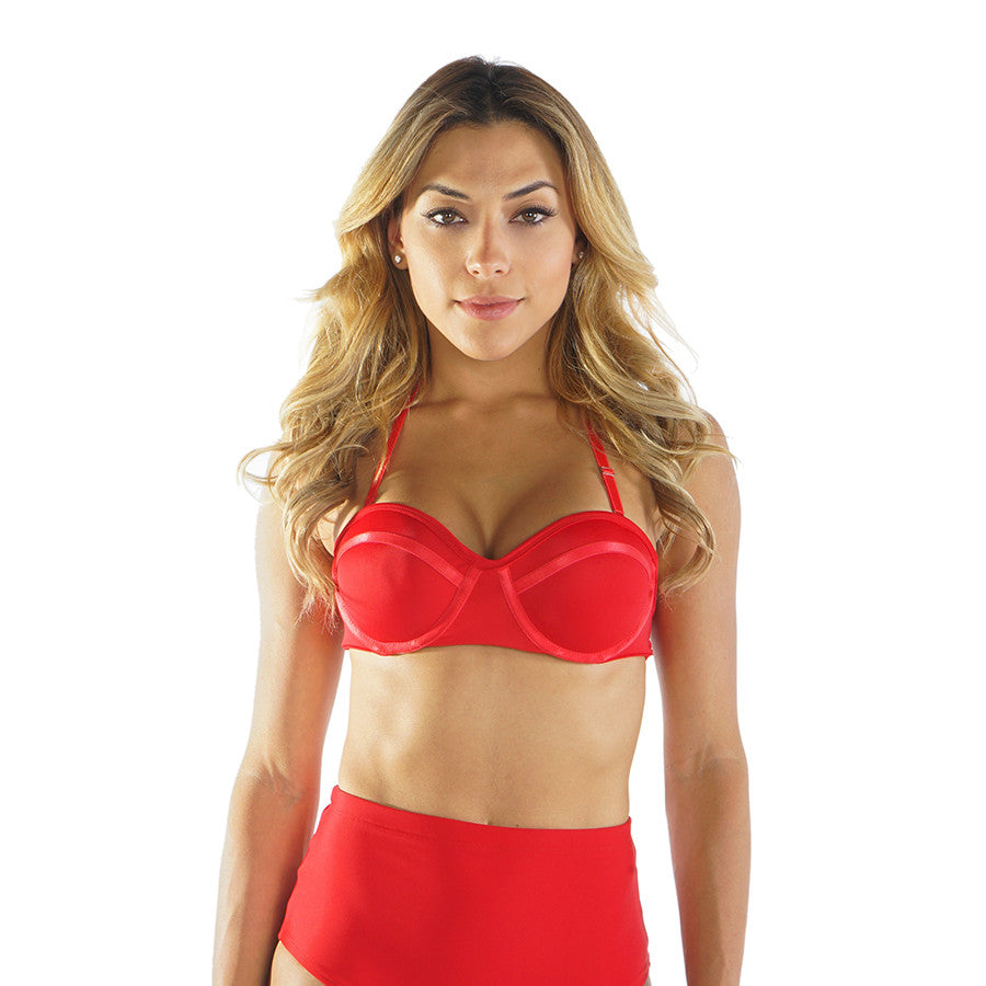 RED HIPSTER BIKINI TOP - Bikinis Market