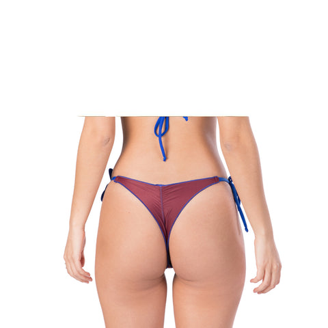 BURGUNDY WITH BLUE RUFFLE BIKINI BOTTOM - Bikinis Market