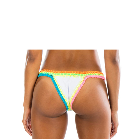 WHITE / MULTICOLOR CROCHET-TRIM BIKINI BOTTOM - Bikinis Market