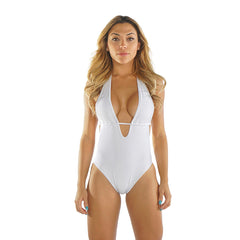 WHITE HALTER ONE PIECE - Bikinis Market