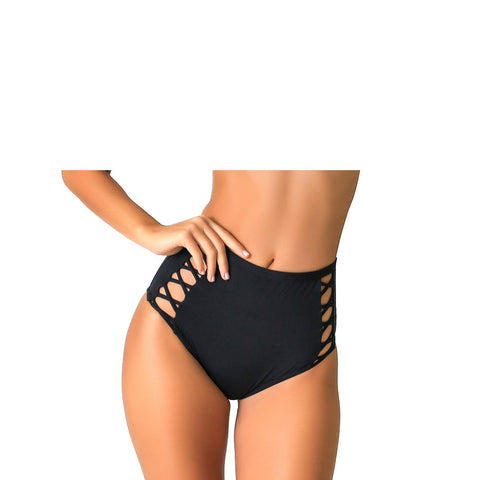 DUBIAN BLACK HIGH WAIST BIKINI BOTTOM - Bikinis Market