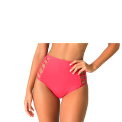 DUBIAN CORAL HIGH WAIST BIKINI BOTTOM - Bikinis Market