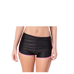HIGH WAIST METALLIC BLACK BIKINI BOY SHORTS - Bikinis Market