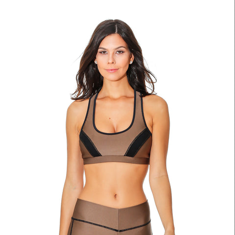 GIRL SLIM BROWN SPORTS BRA - Bikinis Market