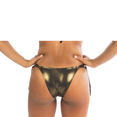 ANA RING METALLIC OLD GOLD BIKINI BOTTOM - Bikinis Market