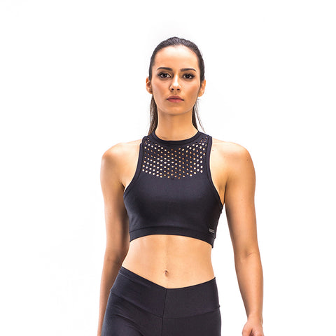 POWER BLACK LASER CROP TOP - Bikinis Market