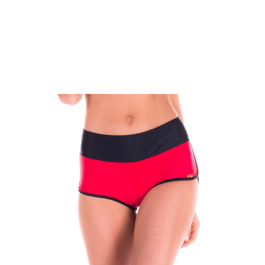 MALICE RED BIKINI BOTTOM BOY SHORTS - Bikinis Market