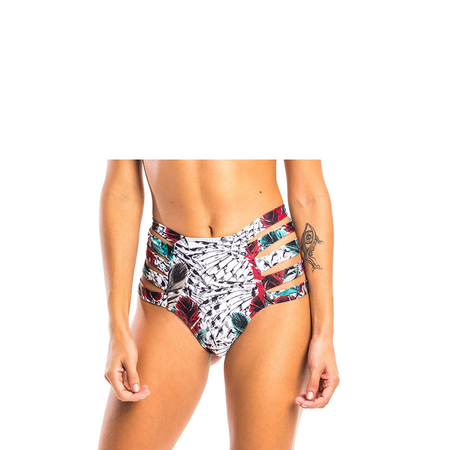 SUNQ PARIS TRANCOSO WHITE HIGH WAIST BIKINI BOTTOM - Bikinis Market
