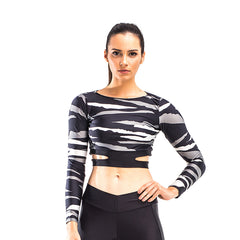 VICK ARMY LONG SLEEVE CROP TOP - Bikinis Market