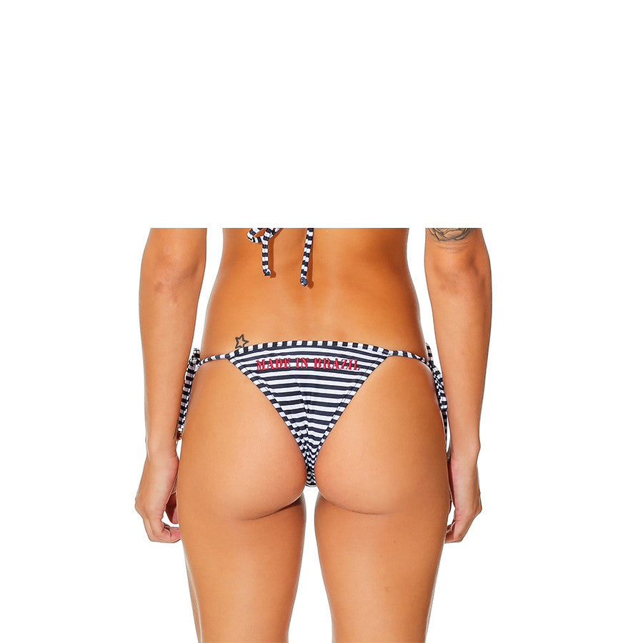 RIVIERA STRIPED BLACK AND WHITE BIKINI BOTTOM - Bikinis Market