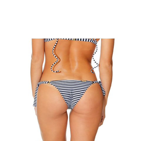 ANA RING STRIPED BLACK AND WHITE BIKINI BOTTOM - Bikinis Market