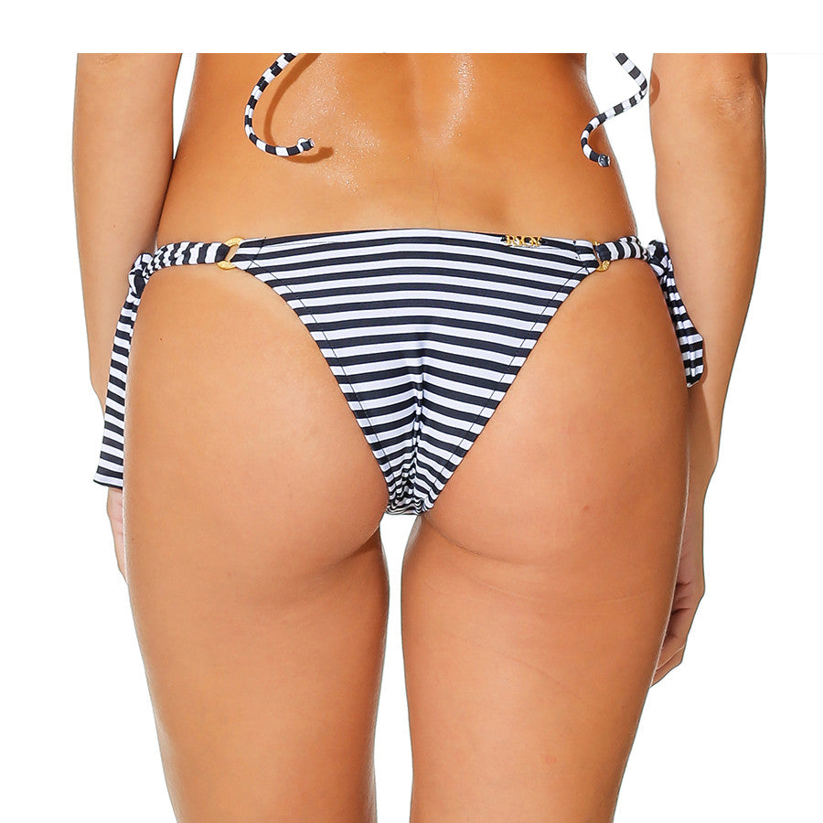 ANA RING STRIPED BLACK AND WHITE BIKINI BOTTOM - Bikinis Market