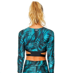 SPORT SNAKE LONG SLEEVE BIKINI CROP TOP - Bikinis Market