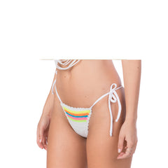 WHITE AND STRIPED SIDE TIE CROCHET BIKINI BOTTOM - Bikinis Market