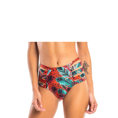 SUNQ PARIS TRANCOSO RED HIGH WAIST BIKINI BOTTOM - Bikinis Market
